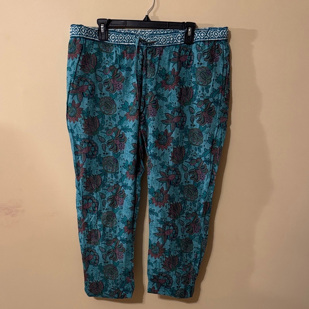 Sundance Teal Floral Print Lightweight Pants